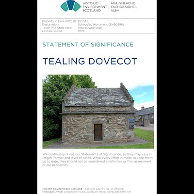 Front cover of Tealing Dovecot Statement of Significance