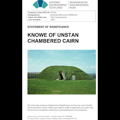 Front cover of Knowe of Unstan Chambered Cairn Statement of Significance