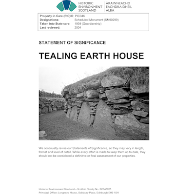 Front cover Tealing Earth House - Statement of Significance.
