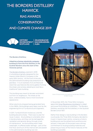 Front cover showing The Borders Distillery in Hawick.