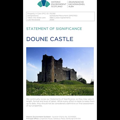 Front cover of Doune Castle Statement of Significance