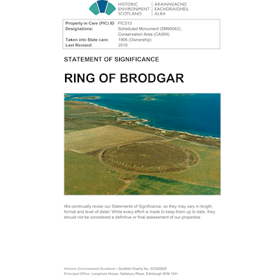 Front cover Ring of Brodgar - Statement of Significance.