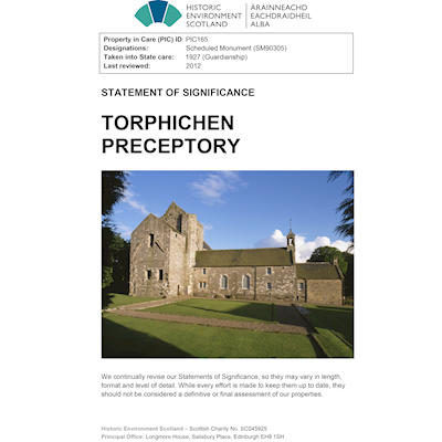 Front cover Torphichen Preceptory - Statement of Significance.