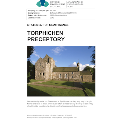 Front cover Torphichen Preceptory - Statement of Significance.