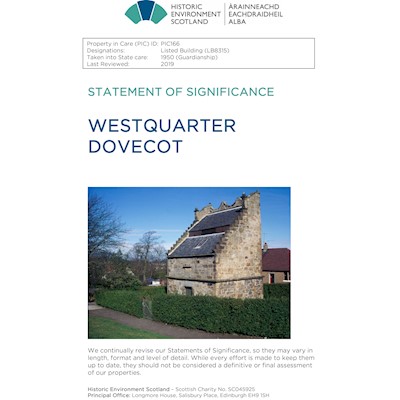 Front cover of Westquarter Dovecot Statement of Significance