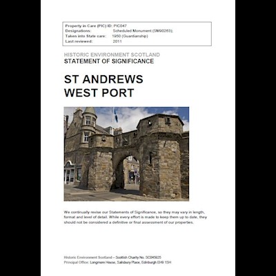 Front cover of St Andrews West Port Statement of Siginificance