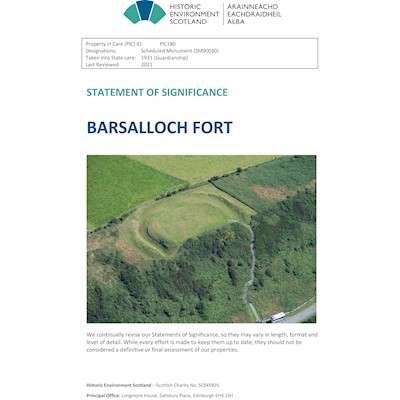 Front cover of Barsalloch Fort Statement of Significance