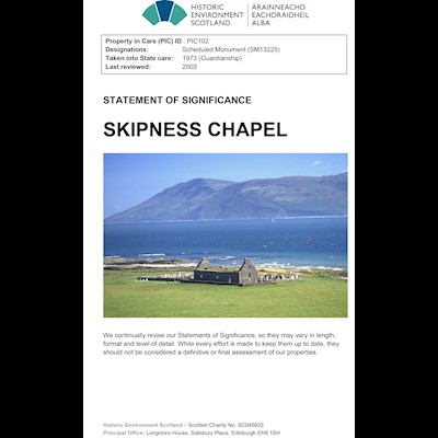 Front cover Skipness Chapel - Statement of Significance.