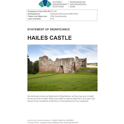 Front cover of Hailes Castle Statement of Significance