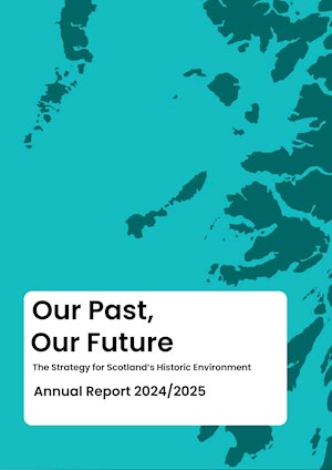 Front cover of report with text Our Past, Our Future Annual Report 2024/2025
