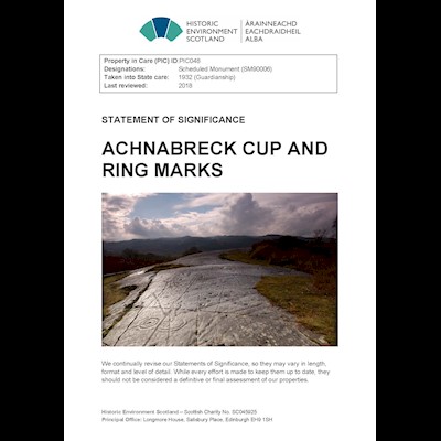 Front cover of Achnabreck Cup and Ring Marks Statement of Significance