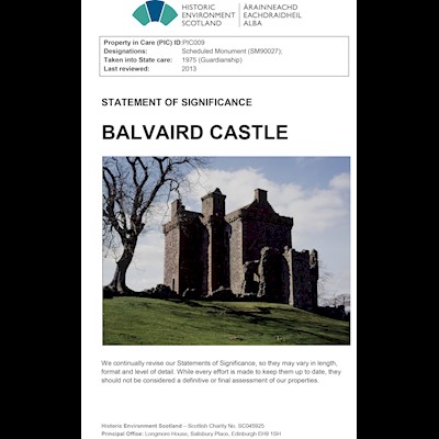 Front cover of Balvaird Castle statement of significance