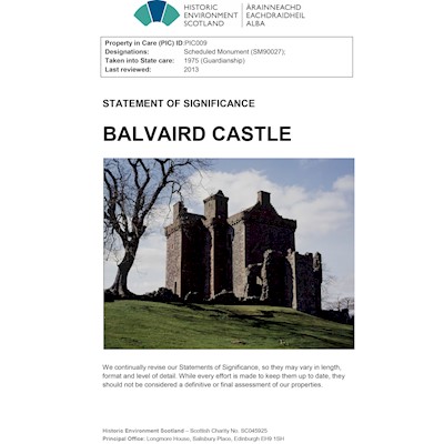 Front cover of Balvaird Castle statement of significance