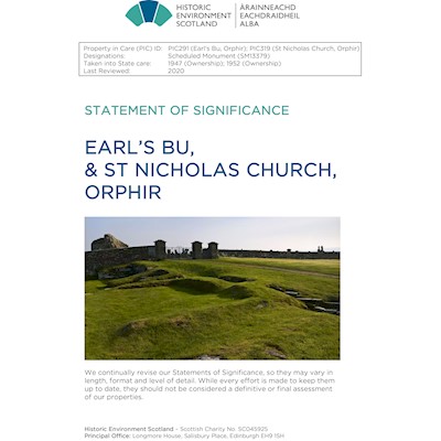 Front cover of Earl's Bu and St Nicholas Church Statement of Significance