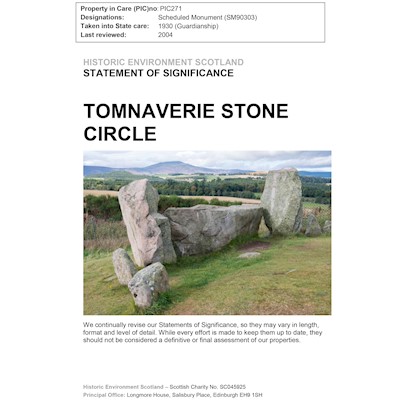 Front cover of Tomnaverie Stone Circle Statement of Significance