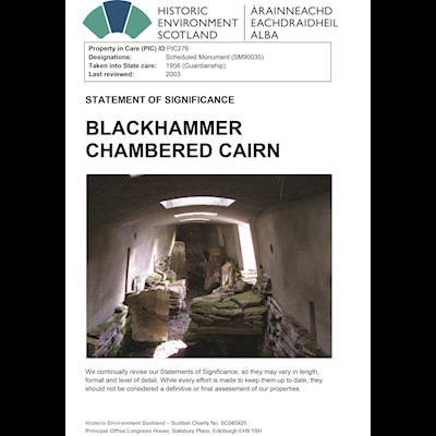 Front cover of Blackhammer Chambered Cairn Statement of Significance 