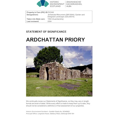 Front cover of Ardchattan Priory statement of significance