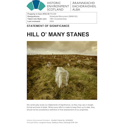 Front cover of Hill o' Many Stanes Statement of Significance