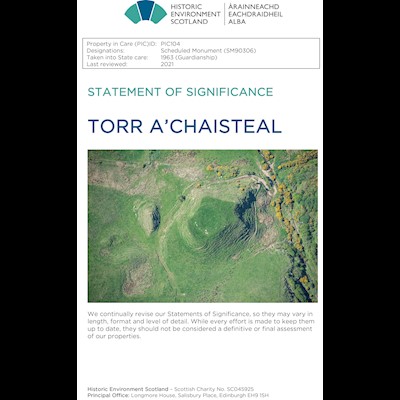 Front cover Torr a'Chaisteal Dun Statement of Significance