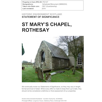 St Mary's Chapel, Rothesay - Statement of Significance