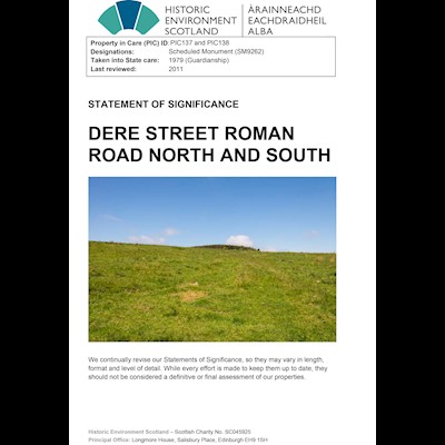 front cover of dere street roman road north and south statement of significance 