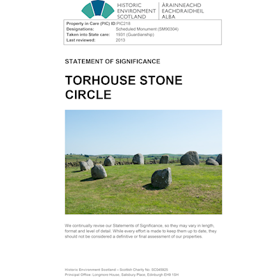Front cover Torhouse Stone Circle - Statement of Significance.