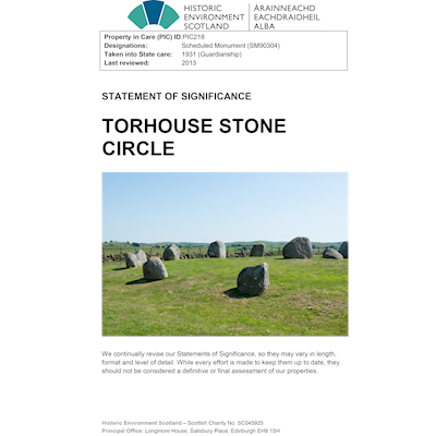 Front cover Torhouse Stone Circle - Statement of Significance.