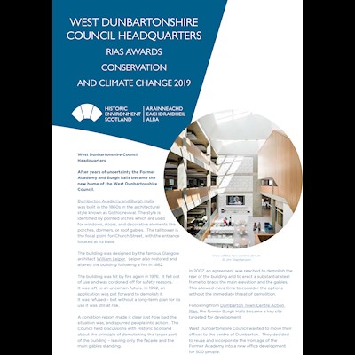 Front cover of case study about West Dunbartonshire Council Headquarters.