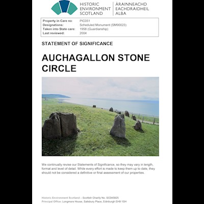 Front cover of Auchagallon Stone Circle Statement of Significance