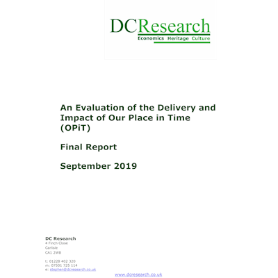 Cover of a document reading "An evaluation of the delivery and impact of Our Place in Time"