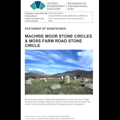 Front cover of Machrie Moore Stone Circles & Moss Farm Road Stone Circle Statement of Significance