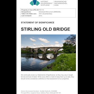 Front cover Stirling Old Bridge - Statement of Significance.