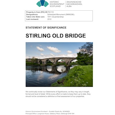 Front cover Stirling Old Bridge - Statement of Significance.
