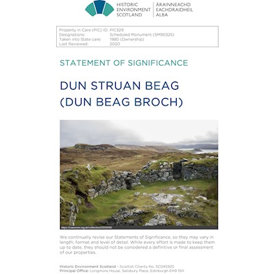 Front cover of Dun Struan Beag statement of significance