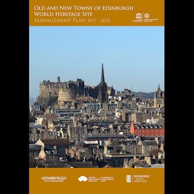  Front cover of Old and New Towns of Edinburgh World Heritage Site Management Plan 2017-22