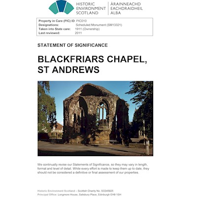 Front cover of Blackfriars Chapel Statement of Significance