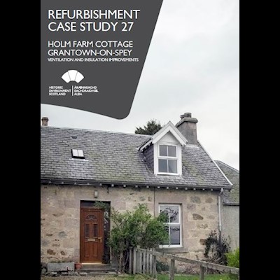 Cover image featuring a grey panel with the title and information about the publication and a photograph of a traditional cottage 