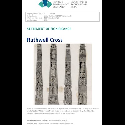 Front cover of Ruthwell Cross Statement of Significance  