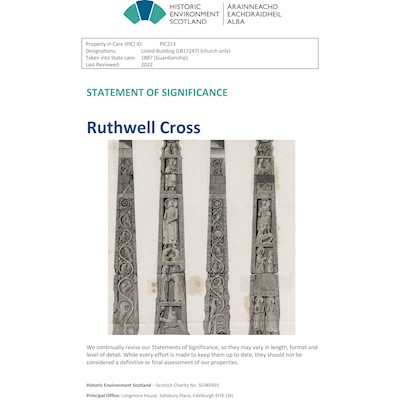 Front cover of Ruthwell Cross Statement of Significance  