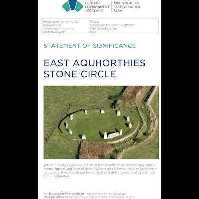 Front cover of East Aquhorthies Stone Circle Statement of Significance 