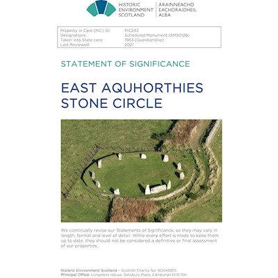 Front cover of East Aquhorthies Stone Circle Statement of Significance 