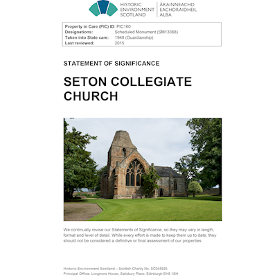 Front cover Seton Collegiate Church - Statement of Significance.