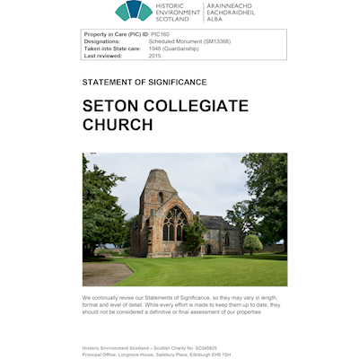 Front cover Seton Collegiate Church - Statement of Significance.