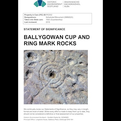 Front cover of Ballygowan Cup and Ring Mark Rocks statement of significance