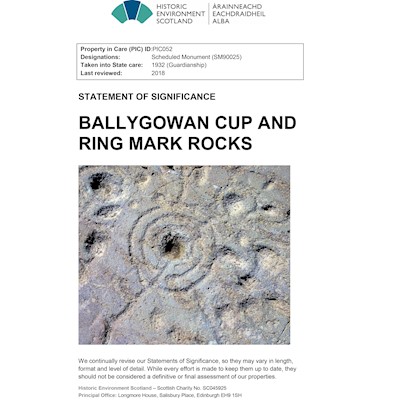 Front cover of Ballygowan Cup and Ring Mark Rocks statement of significance