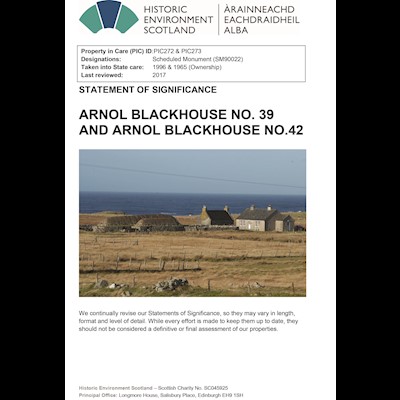 Front cover of Arnol Blackhouse no.42 and Arnol Blackhouse No.39 Statement of Significance