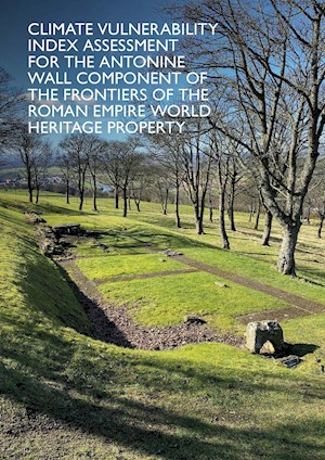 General view of the footings of Bar Hill bath house with hot room with the heading Climate Vulnerability Index Assessment for the Antonine Wall