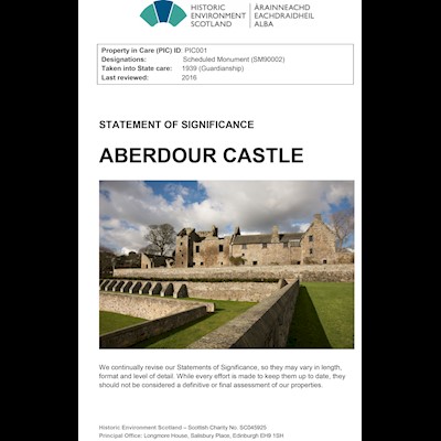 Front cover of Aberdour Castle statement of significance