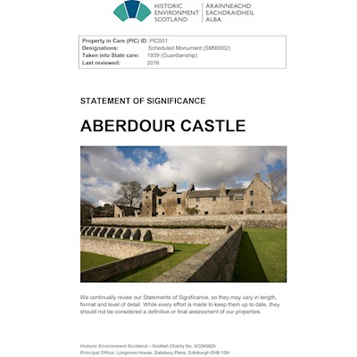 Front cover of Aberdour Castle statement of significance