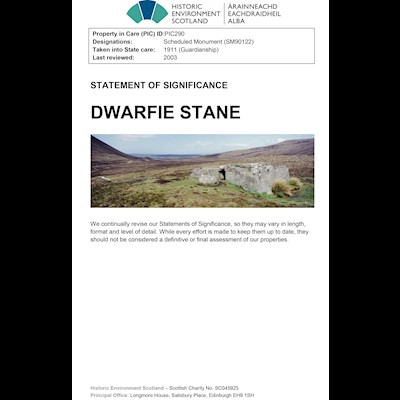 Front cover of Dwarfie Stane Statement of Significance